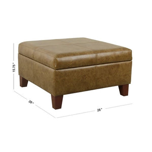 Luxury Large Faux Leather Storage Ottoman Brown(1347)