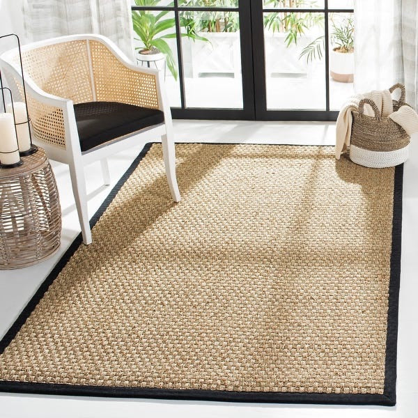 Safavieh Natural Fiber Marina Casual Border Seagrass Rug - 9' x 12' - Black (1750)