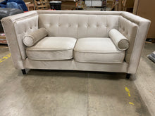 Load image into Gallery viewer, Roberta Velvet Chesterfield 62&quot; Square Arm Loveseat Beige

