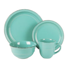 Load image into Gallery viewer, Annabelle 15 Pieces Dinnerware Set, Service For 4 Color Aqua Blue *AS IS #109HW
