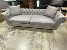 Load image into Gallery viewer, Aida 85&quot; Wide Rolled Arm Chesterfield Sofa Gray
