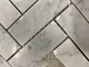 1" x 3" Marble Herringbone Mosaic Wall & Floor Tiles Carrara White(2771RR-10 boxes)