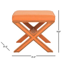 Load image into Gallery viewer, Palmer Orange Ottoman with Brass Nailhead(2080RR)
