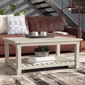 Benefield Solid Wood Coffee Table with Storage Antique White(1606-RR)