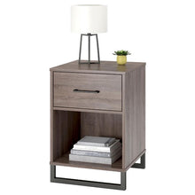 Load image into Gallery viewer, R.E. Mixed Material Nightstand Drifted Gray(1433)
