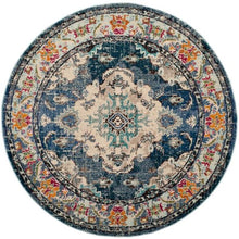 Load image into Gallery viewer, Monaco Navy/Light Blue 3 ft. x 3 ft. Round Area Rug(2103RR)
