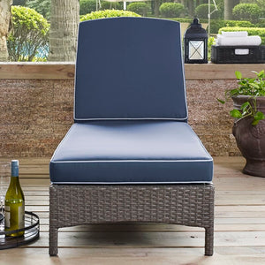 Crawfordsville Outdoor Chaise Lounge with Cushion Grey/Navy(822)