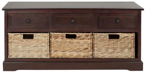Damien Dark Cherry 3-Drawer Storage Bench #556HW