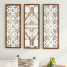 Load image into Gallery viewer, Brown/White 3 Piece Natural Wood Décor Set - #235CE
