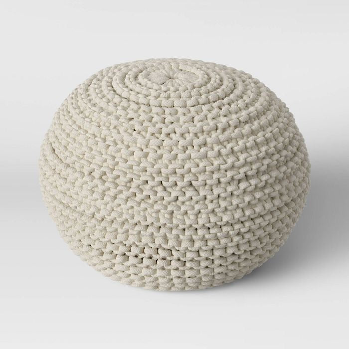 Cloverly Chunky Knit Pouf Cream(1440)