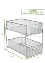Load image into Gallery viewer, Mind Reader Mesh Storage 2 Tier Shelving Rack in Silver #24HW
