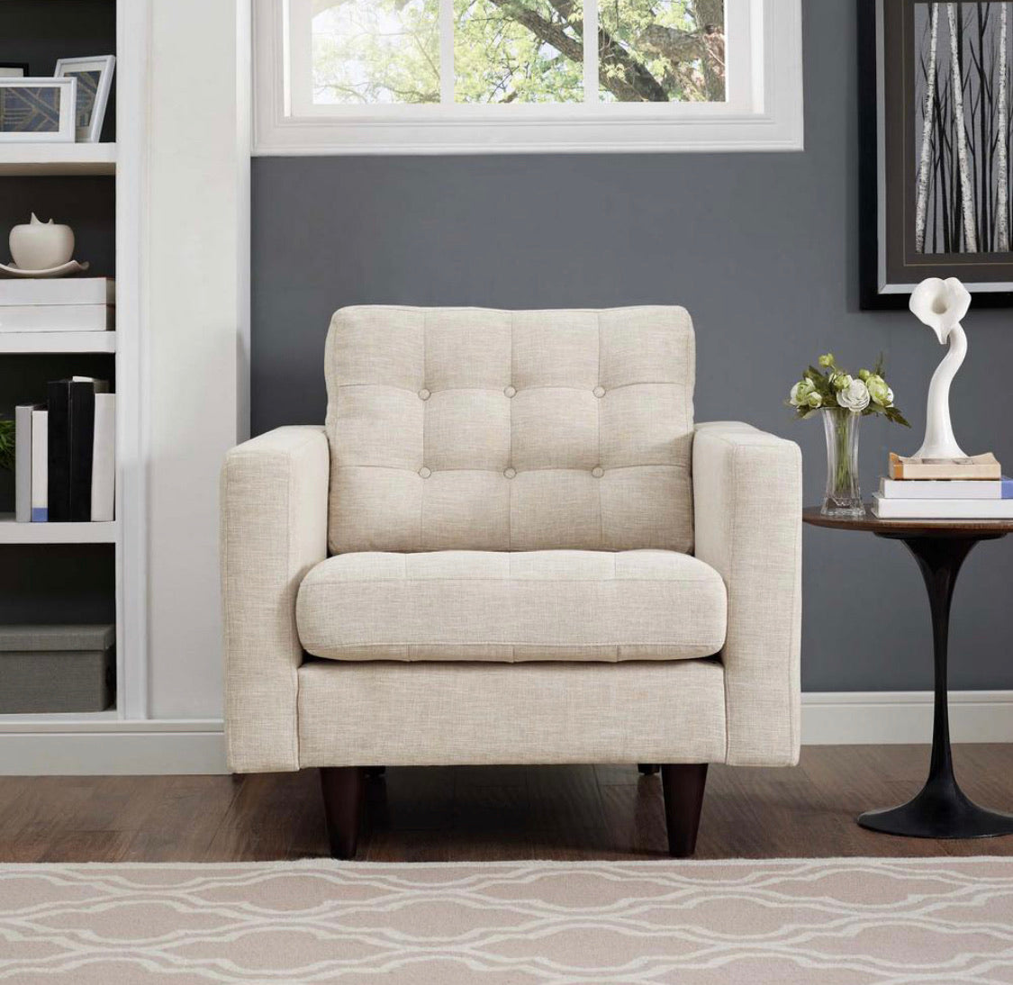 MODWAY Empress Upholstered Armchair in Beige