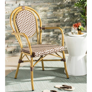 Rahul Stacking Patio Dining Chair (Set of 2) - Brown/White - #295hw