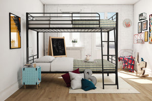 Mainstay Twin Over Twin Covertible Metal Bunk Bed Black(1042)