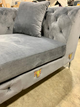Load image into Gallery viewer, Grey Velvet Chaise Sectional Piece AS IS
