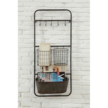 Load image into Gallery viewer, 36.3&quot; x 15.7&quot; Rusted Hanging Bin and Baskets with Hooks(1629RR)
