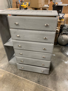 6 Drawer Dresser with side storage-Washed Gray