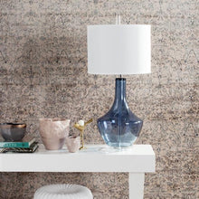 Load image into Gallery viewer, Mercury 33 in. Light Blue Glass Urn Table Lamp with White Shade SB62
