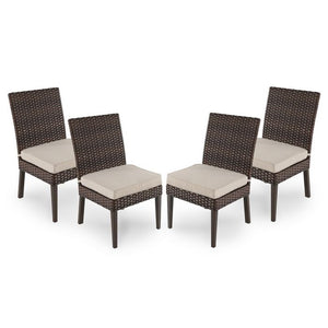 Halsted 4pk All-Weather Wicker Patio Dining Chair Brown/Tan(657)