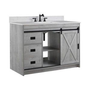 Rafter 48 in. W x 22 in. D Bath Vanity in White Wash with Engineered Stone Vanity Top in Carrara White with White Basin 5352RR
