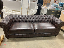 Load image into Gallery viewer, Caine Faux Leather Rolled Arm Chesterfield Sofa Dark Brown #2577HW
