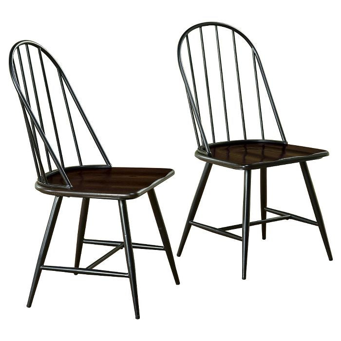 Milo Mixed Media Wood Top Chairs Set of 2 Metal/Black(273)