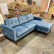 Load image into Gallery viewer, Stax Dust Blue Velvet Reversible Sofa &amp; Chaise
