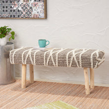 Load image into Gallery viewer, Noble House Anamta Handcrafted Boho Cotton Rectangular Bench, Ivory, Gray, and Natural
