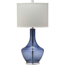 Load image into Gallery viewer, Mercury 33 in. Light Blue Glass Urn Table Lamp with White Shade SB62

