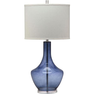 Mercury 33 in. Light Blue Glass Urn Table Lamp with White Shade SB62