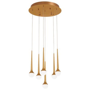 Kovacs Honey Drip 22" Wide Integrated LED Multi Light Pendant with Frosted Acrylic Shades Gold(1643)