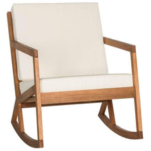 Load image into Gallery viewer, Vernon Teak Brown Wood Outdoor Rocking Chair with Beige Cushions - #110CE
