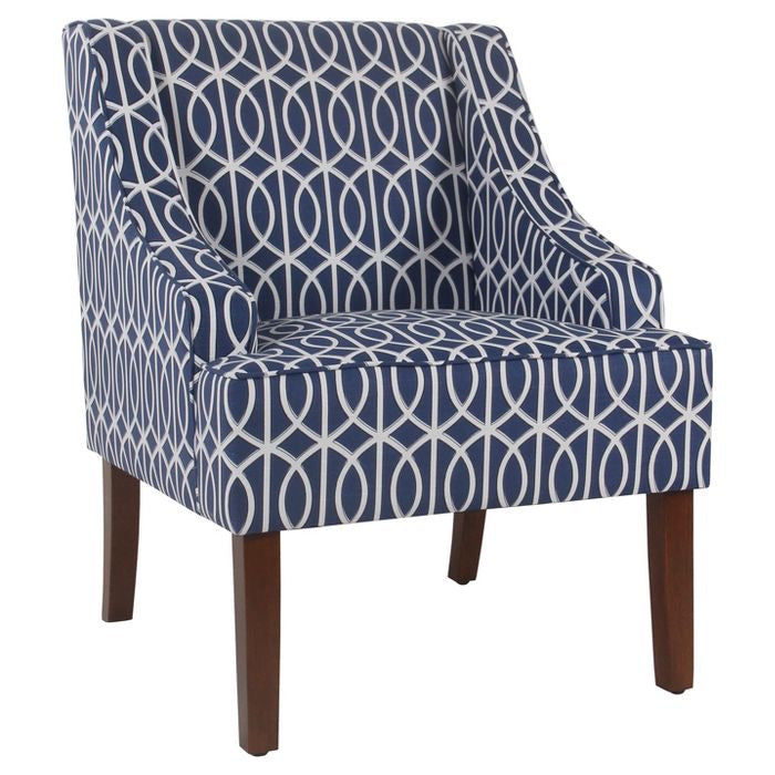 Finley Swoop Arm Accent Chair Blue Trellis Print(1431)