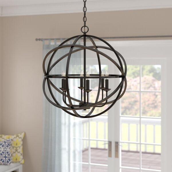 Baitz 6- Light Unique/ Statement Globe Chandelier #4577