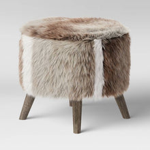 Load image into Gallery viewer, Judith Faux Fur Ottoman  Brown/White(1407)

