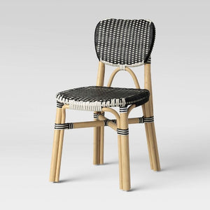Canton Rattan and Woven Dining Chair Single Black/White(704)