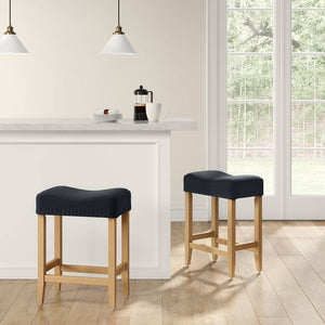 Rumford 24”Saddle Counter Stool with Wood Legs Navy/Natural 2pk(1367-2boxes)