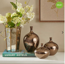 Load image into Gallery viewer, Ansen Metallic 3PC Vase Set in Bronze #159HW
