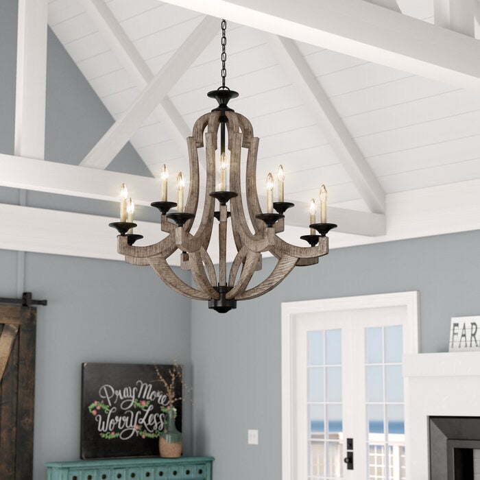 Marcoux 12 Light Foyer Chandelier Whitewash/Black(882)