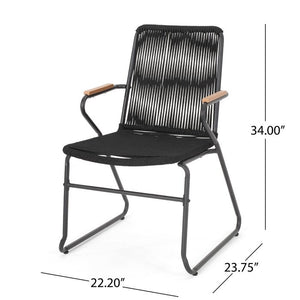 Berkshire Outdoor Rope Weave Club Patio Chair Set of 2 Black(1925RR)