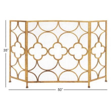 Load image into Gallery viewer, Benzara Gold 3-Panel Metal Fireplace Screen(1905RR)
