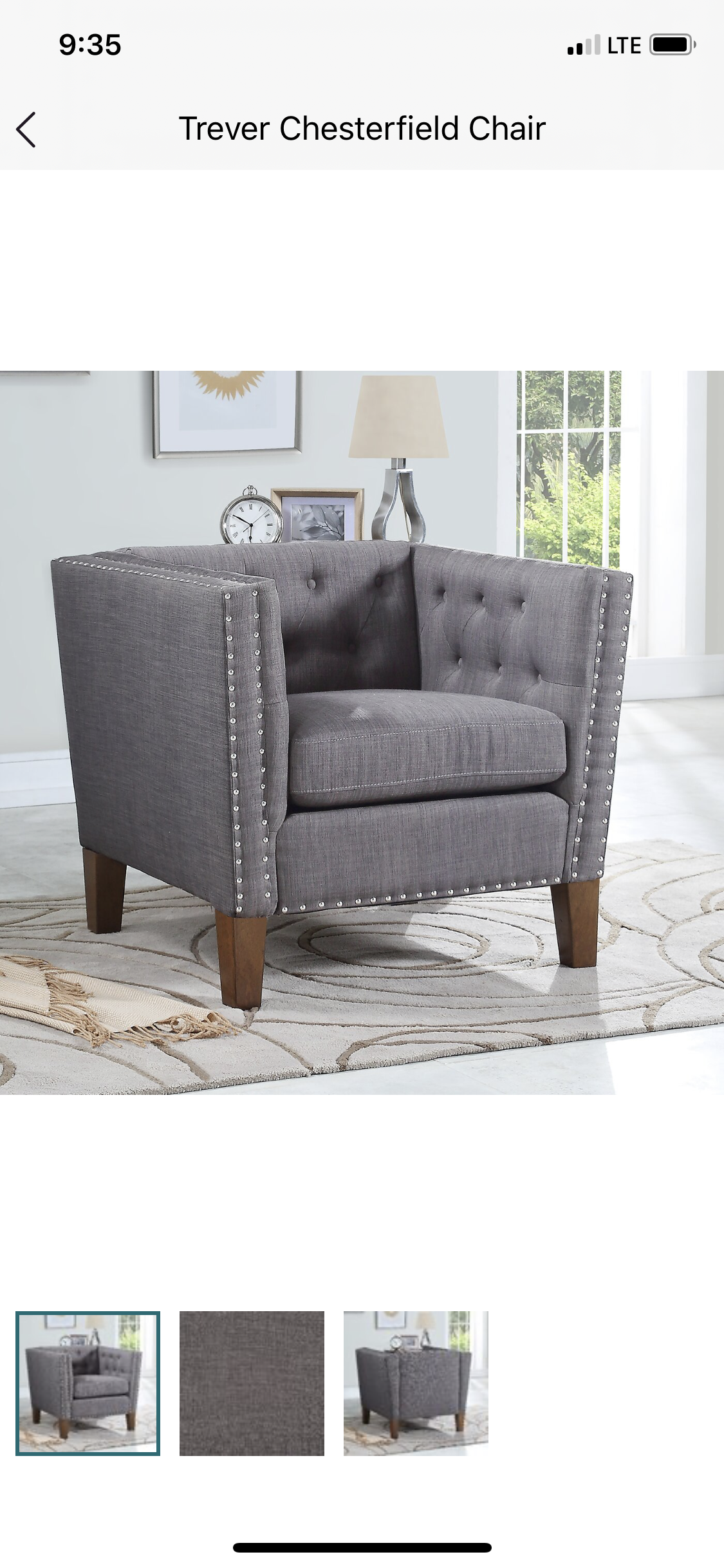 Trever Chesterfield Chair-Gray #4697