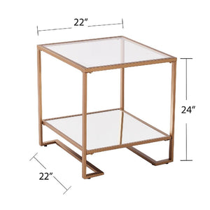 Horten Square Glass-Top End Table Gold(640)