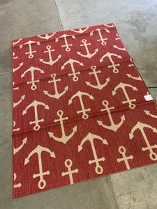 Paseo Maritime Anchors Red/Grain 5 ft. x 7 ft. Indoor/Outdoor Area Rug-Red #6NT