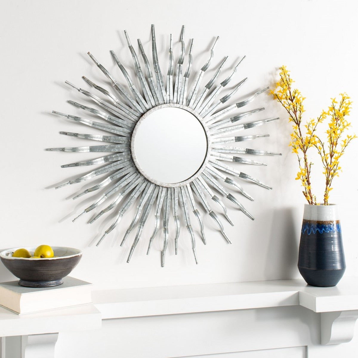 Naya 35-in L x 35-in W Sunburst Silver Framed Wall Mirror 3108RR