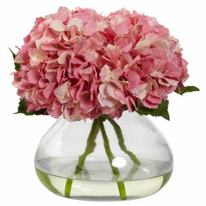 Blooming Hydrangea Floral Arrangement in Vase Pink #355HW