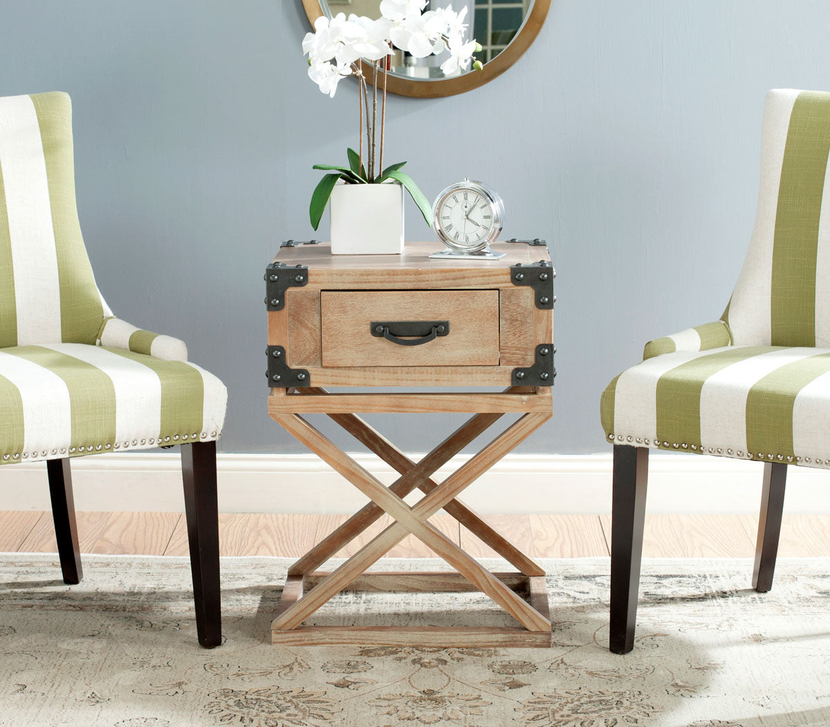 Safavieh Dunstan Accent Table With Storage Drawer, Washed Natural Pine 3115RR