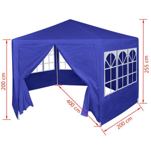 vidaXL Marquee with 6 Side Walls Party Tent  Blue 6.6'x6.6'(1940RR)