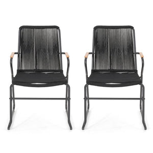 Berkshire Outdoor Rope Weave Club Patio Chair Set of 2 Black(1925RR)