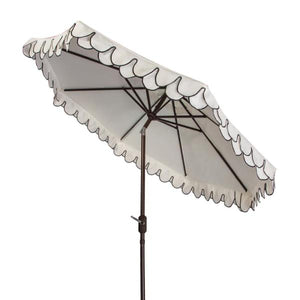 Elegant Valance 9 ft. Aluminum Market Auto Tilt Patio Umbrella in White/Black 3113RR